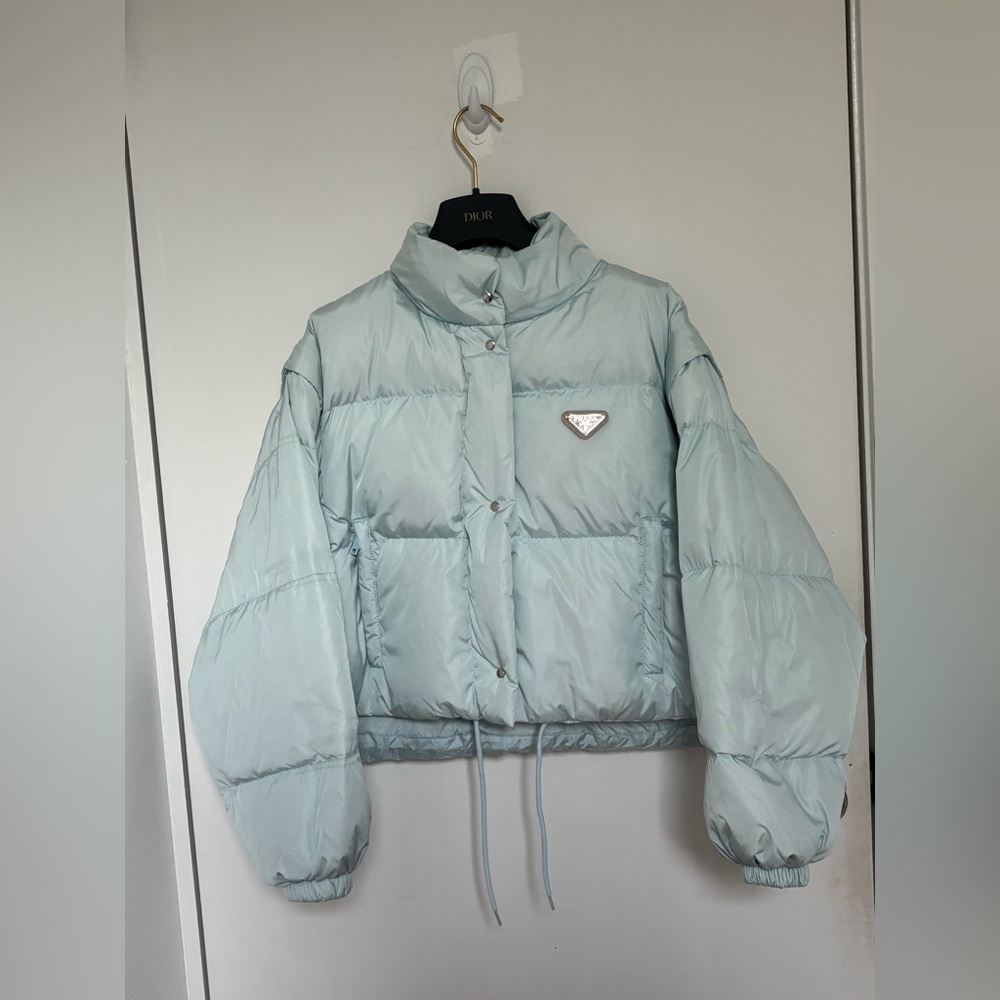 Prada women’s sky blue bomber jacket